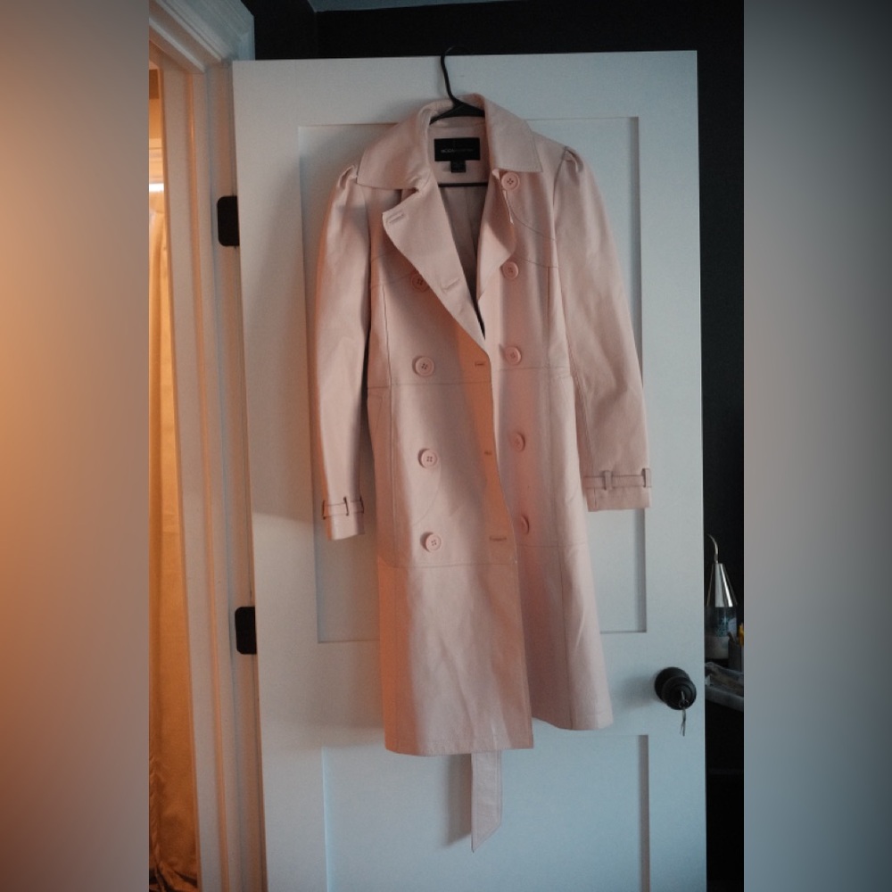 Moda International Pink leather Trench Coat